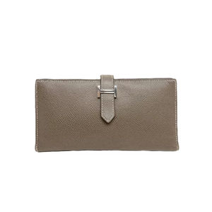 Hermes Bearn Soufflet Epson Long Wallet Etoupe Beige